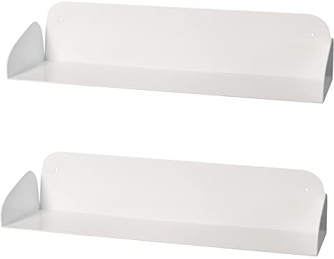 MILUKA Schwebendes Bücherregal Wand 2er Set, 60 cm | Wandregal Weiß Metall mit Unsichtbarer Befestigung | Modernes Schweberegal für Wohnzimmer, Küche & Bad