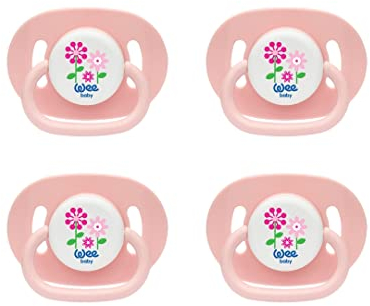 Wee Baby (4er-Pack) Babyschnuller | Langlebiger Zahnungsschnuller mit kieferorthopädischem Silikonsauger für gesunde Zähne | Neugeborenenschnuller mit Luftlöchern zur Vermeidung von Irritationen