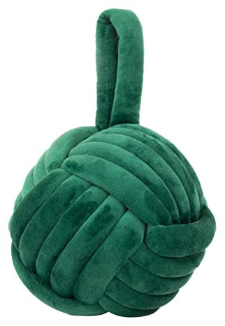 Furn Knot Velvet Door Stop – Decorative Weighted Doorstop for Light & Interior Doors, Soft Plush Modern Home Decor (Emerald)