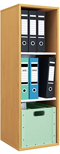 VCM Büroregal 35x37x110 cm 3 Fächer Standregal Bücherregal Aktenregal | Offener Stauraum für Ordner, Akten und Bücher - Arbeitszimmer oder Studierzimmer - Berufstätige und Studierende -