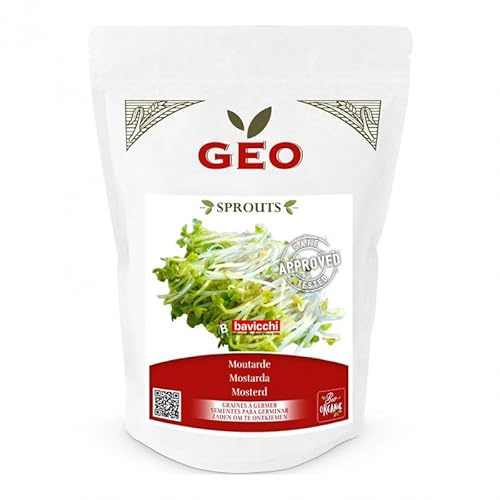 GEO Graines à Germer - Moutarde - Graines à Cultiver Bio pour Salades et Plats avec Germination Rapide pour Culture en Germoir - 300g