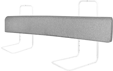 UISEBRT Bettgitter Bettschutzgitter 150cm Rausfallschutz für Kinderbett 5-Loch Höhenverstellbar Bettkantenschutz Verformbar Sicherheitsgeländer für Kinder und Baby, Grau