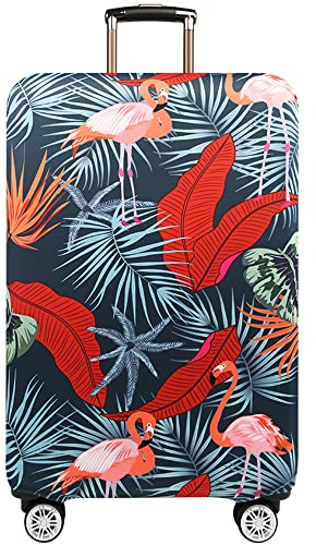 Hiseng Elastisch Kofferhülle Kofferschutzhülle Gepäck Elastisch Cover Reisekoffer Hülle Luggage Cover Spandex Kofferschoner Abdeckung Waschbar Gepäck Abdeckung (Bananenblatt,L (25-28 Zoll))