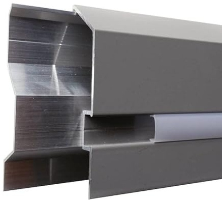 Renoplast® C2 Aluminium Sockelprofil Abschlussprofil | Höhe: 8cm Dicke: 2,5cm Länge: 200cm Farbe: Grau | Sockelleiste Sockelbekleidungen Sockel Profil Fußleisten | Belüfteten Fußböden