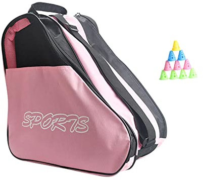 Perfeclan Tasche für Rollschuhe, Schlittschuhe, Tasche, verstellbar, tragbar, große Kapazität, Inline-Skates, Schlittschuhtasche, ROSA