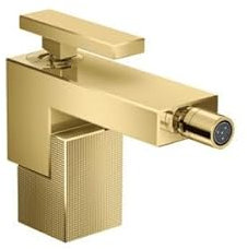 hansgrohe AXOR Edge Einhebel-Bidetmischer mit Push-Open Ablaufgarnitur, Diamantschliff, 46211990, Farbe: Polished Gold Optic