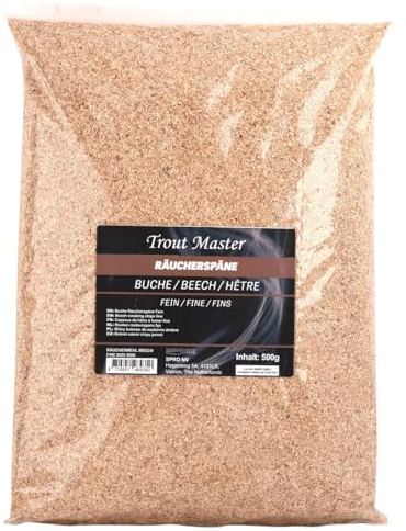 Trout Master Räuchermehl Buche fein - 500g Mehl zum Räuchern, Räucherspäne für Forellen, Späne für Räucherofen