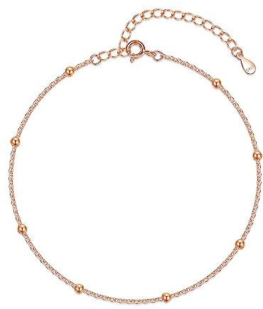 Loutade Silver Anklets for Women, 925 Sterling Silver Ankle Bracelet, Adjustable Beach Barefoot Foot Chain, Summer Holiday Silver Ankle Chain, Classic Women's Star Anklets Beach Jewellery for Girls