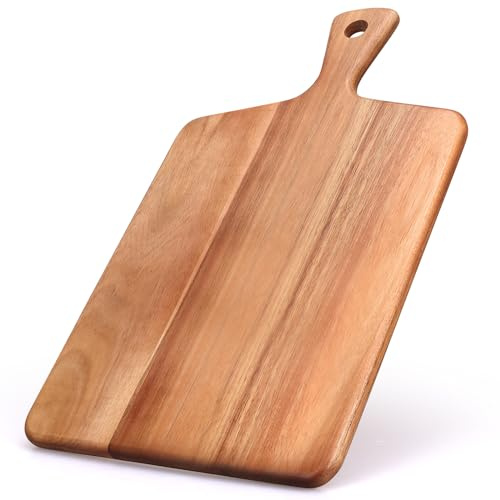 Gtencemen Acacia Wood Cutting Board with Handle Best Cheese for Charcuterie Board Kitchen Wooden Chopping Block for Meat Vegetable Bread Fruit Serving Board Wood Butcher Block Carving Board, 17 X 10