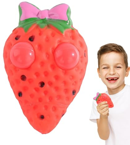 Teksome Erdbeerpresse,Auffällige Fidget-Spielzeuge - Quetschspielzeug, Stressbälle, Geburtstagsgeschenk, Beutelfüller