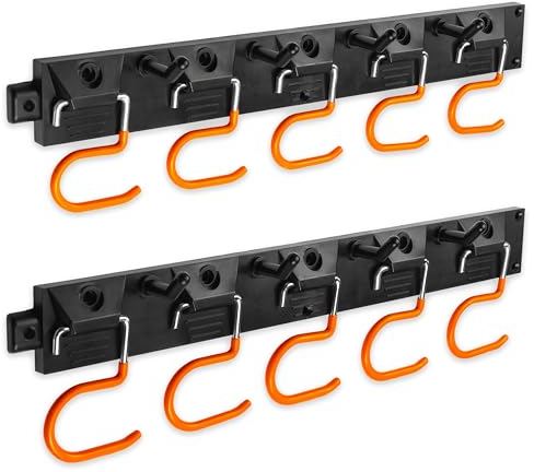 VON STEINEICH® Portautensili da giardino [2x40cm] Organizer per utensili con ganci antiscivolo – portautensili per scope, zappe e altri utensili da giardino (portascope da parete)