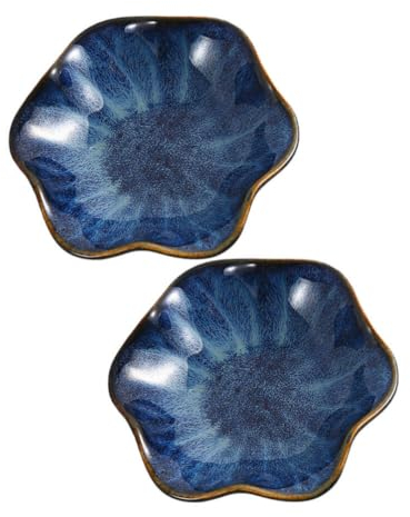 Cabilock 2pcs Seasoning Dish Vinegar Wasabi Dish Sushi Soy Sauce Dish Sauces Dipping Plates Sushi Bowls for Soy Sauce Small Snack Bowl Blue Bowls Porcelain Olive Oil Condiment re-usable