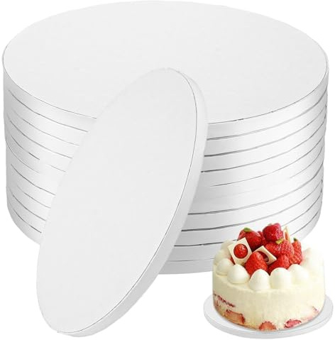 10 Stück Tortenplatte 25 cm x 12 mm Tortenunterlage Rund Kuchenplatte 10 Zoll Wiederverwendbar Tortenteller Tortenboden Beidseitig Verwendbar Tortenzubehör Cake Board für Anfänger und Profis, Weiß