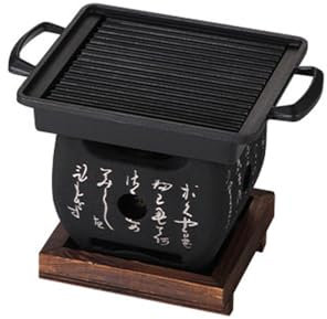 Poêle Barbecue Au Charbon De Bois De Table Barbecue BBQ Au Charbon De Bois Avec Plaque De Cuisson Amovible En Émail Antiadhésif Excellent Système De Ventilation Pour L'intérieur Et L'extérieur(A)