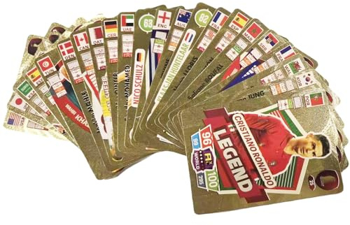 Rcxnm Lot de 55 cartes à collectionner Stars du football mondial (doré)