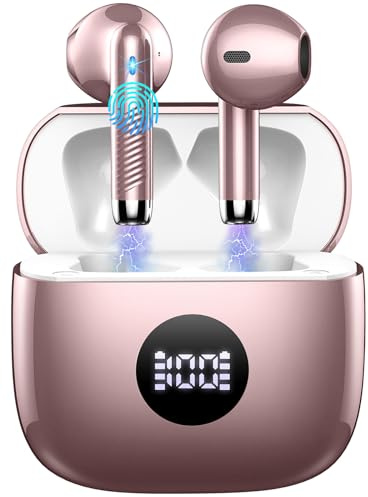 Wireless Earbuds, Bluetooth 5.4 Headphones HiFi Stereo, in Ear Earphones with ENC Noise Cancelling Mics, 40H Playback Earbuds with Mini Case, IP7 Waterproof Ear Buds with USB C Charging, LED Display