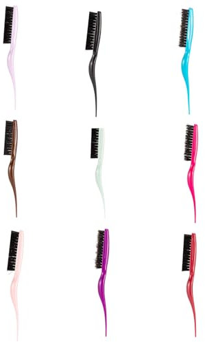 jiingekk Peigne de coiffage, brosse à taquiner, brosse à poils de rat, brosse à trois rangées pour peigner le dos, taquiner les racines pour ajouter un massage du cuir chevelu