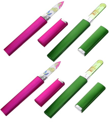 DRESSOOS 4stücke Glas-nagelfeilen Maniküre Nagelfeilen Aus Robustem Glas Für Schnelles Polieren Und Nagelpflege Inklusive Praktischem Etui Für Unterwegs Für Zuhause Salon