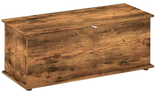 HOMCOM Panca Contenitore, Baule da Interno con Piedini Antiscivolo, Capacità 120 kg, Cassapanca Contenitore da Interno in Legno, per Camera da Letto e Ingresso, 100x40x40 cm, Marrone