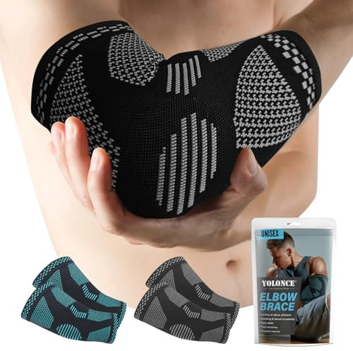 Satificer 2 Pezzi Gomitiera Elastica per Supporto Braccio, Fascia per Protezione da Gomito, Supporto durante lo Sport, Fascia Gomito Palestra, Unisex Uomo-Donna,Nero,M