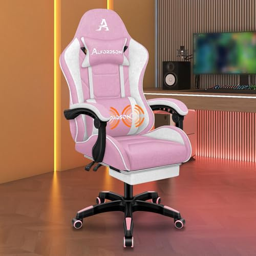 ALFORDSON Gaming-Stuhl Massage Bürostuhl, ergonomischer Rennstuhl, Verstellbarer Schreibtischstuhl, 360° Drehstuhl, höhenverstellbarer Computerstuhl, Neigungswinkel 90°-150°, Rosa | Gaming Stühle Verstellbarer Schreibtischstuhl, Drehstuhl, höhenverstellbarer Computerstuhl, Neigungswinkel 90°-150°,Rosa