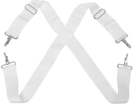 Doppelter Schultergurt für Basstrommel aus Nylon, Weiß | Rutschfest, Ergonomische Doppel Schulter Ausführung, Geeignet für Marschtrommel und Bass Drum