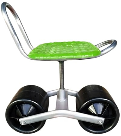 Heavy Duty Garden Stool with Rolling Wheels - Green Garden Cart Seat & Trolley for Easy Mobility, Ergonomic Gardening Tool, Perfect for Outdoor & Indoor Use