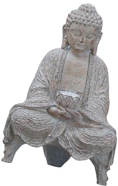 Limtula Bouddhas Figures avec Lumières Solaires pour Décoration Salon Accessoires De Bureau Figure Jardin De Résine