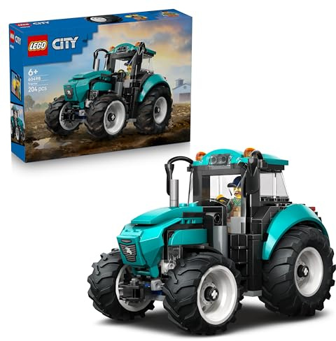 LEGO City Tractor Toy - Farm Vehicle Model Building Kit with a Farmer Minifigure - Birthday Gift Idea for 6+ Year Old Boys and Engineering Fans - 60498