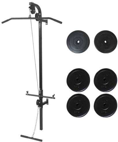 Power Tower Montato a Parete, Stazione per Esercizi con Piastre Pesi da 40 Kg, Barra per Trazioni Lat e Barra per Trazioni con Cavi per Uso in Palestra a Casa