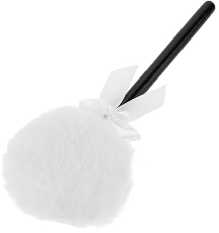 HONITANO Houppette Poudre Douce Peluche Longue Fourrure Blanche Éponge Beauté pour Poudre et Maquillage Applicateur Confortable