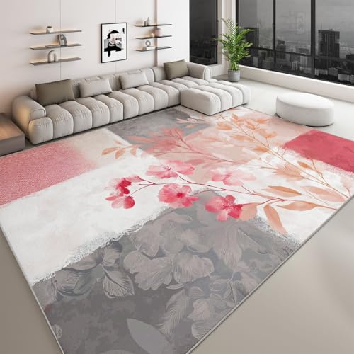 Generico Tappeto soggiorno lavabile 120 x 170 cm elegante vintage, tappeto antiscivolo pizzo patchwork pois fiore per camera da letto - corridore stampato a pelo corto per sala da pranzo ufficio