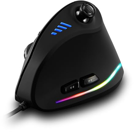 Ausla Zelotes C-18 Souris de Jeu Filaire Verticale avec 11 Boutons Programmables Lumière Réglable DPI 10000 RGB pour Les Jeux et Le Travail