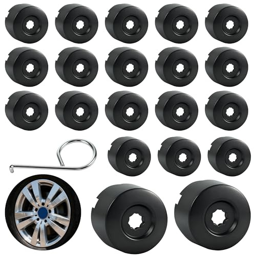 sdhiiolp Radschraubenkappen Set für VW Transporter T5/T6, 20 Stück Schwarze Radmutterkappen Schraubenabdeckung Schraubenabdeckungen für Transporter T5 T6 2003-2020 Radschrauben Radmuttern