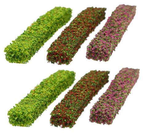 SUPVOX 6 Arbustos Miniatura Estáticos Mixtos Plantas Artificiales para Modelos Arquitectónicos y Paisajes Ferroviarios 10 CM Colores Verde Rojo Amarillo y Púrpura Conjunto de 6