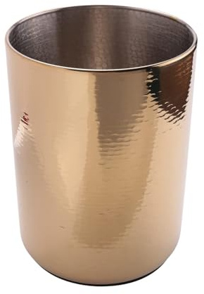 Stainless Steel Champagne Ice Bucket with Hammered Design, Gold Wine Cooler for Bar Home Party and KTV
