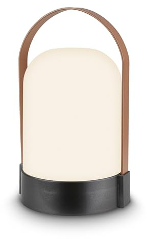 BRILONER - Lampara de mesa sin cable, regulable en niveles, ip44, cable usb-c, brillo regulable, LED recargable, lampara mesita noche, 14.5 x 13.5 x 24 cm, antracita coffee