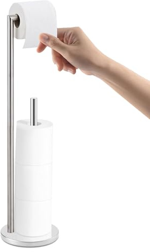 Geichan Support de Papier Toilette, Porte-Rouleau de Papier Toilette autoportant pour Le Stockage du Papier, Distributeur de Papier Toilette en Acier Inoxydable 304 pour 5 Rouleaux de Papier