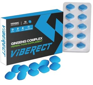 VIBERECT Blue 1000mg New UK | Stronger | Longer | Harder | Performance | Extra Strength Enhancing Pills, Stamina Endurance Booster Supplement Pills for Men | 10 Ginseng Tablets