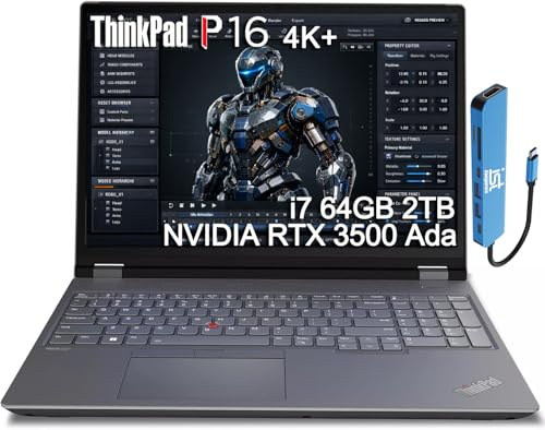Lenovo ThinkPad P16 Mobile Workstation Laptop (16 UHD+ 4K+, NVIDIA RTX 3500 Ada 12GB, Intel Core i7-14700HX, 64GB DDR5, 2TB SSD) for Engineer, Designer, Architect, Fingerprint, IST Hub, Win 11 Pro