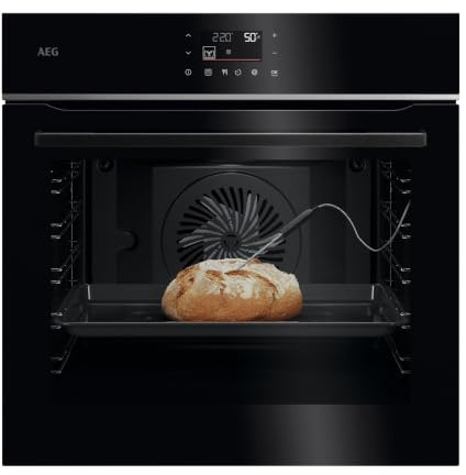 AEG 5 Wifi Einbaubackofen, SteamBake, AirFry, Made in Germany, TA5PB50WPB | Backen mit Feuchtigkeitszugabe, AirFry für knusprige Ergebnisse mit wenig Öl, Pyrolyse-Selbstreinigung, Kerntemperatursensor