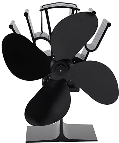 Wärmebetriebener Ofenventilator, verbesserter, leiser Kaminventilator aus Aluminiumlegierung mit 4 Flügeln für Holzöfen, nicht elektrisch, Ecofan