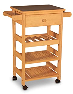 GartenDepot24 Küchen-Arbeits-Servierwagen aus Buche B44/66 x T38 x H83 cm