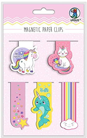 Ursus 43000003 - Magnetic Paper Clips Magic, magnetische Lesezeichen und Dekoclips für Bücher, 5 Stück in 5 verschiedene Designs, ideal als Geschenk und tolles Accessoire für Terminplaner und Bücher