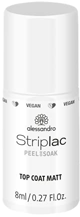 alessandro Striplac Peel or Soak -VEGAN- TOP COAT MATT - LED-Überlack für eine perfekt mattierte Farblackierung - Für perfekte Nägel in 15 Minuten, 8ml