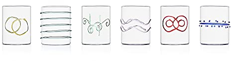 Ichendorf Milano Set di 6 Bicchieri Acqua, Collezione Decò Arlecchino, 30 cl, Vetro Borosilicato, Fatto a Mano