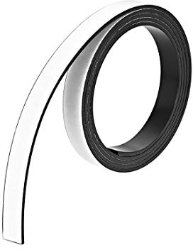 sourcing map Adhesive Black Magnetic Strip with White Cover 25/64Inch x 3.3 Feet x 1/16Inch