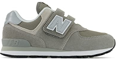 New Balance Boy's 574 Core Hook and Loop Sneaker, Grey/White, 1 Little Kid