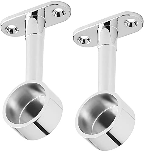 1 paio (2 pezzi) SOTECH Cuscinetti per Aste per Armadi per un Tubo Guardaroba Ø 25 mm Cromato Lucido Regolabile in Altezza 64-93 mm Supporti per Tubi per Guardaroba Supporti per Aste