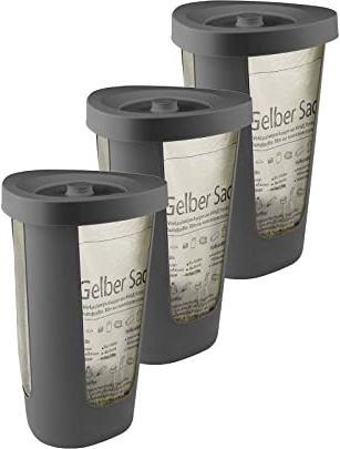 Rotho Fabu 3er-Set Müllsackständer, Kunststoff (PP recycelt), anthrazit, 40.6 cm, 3